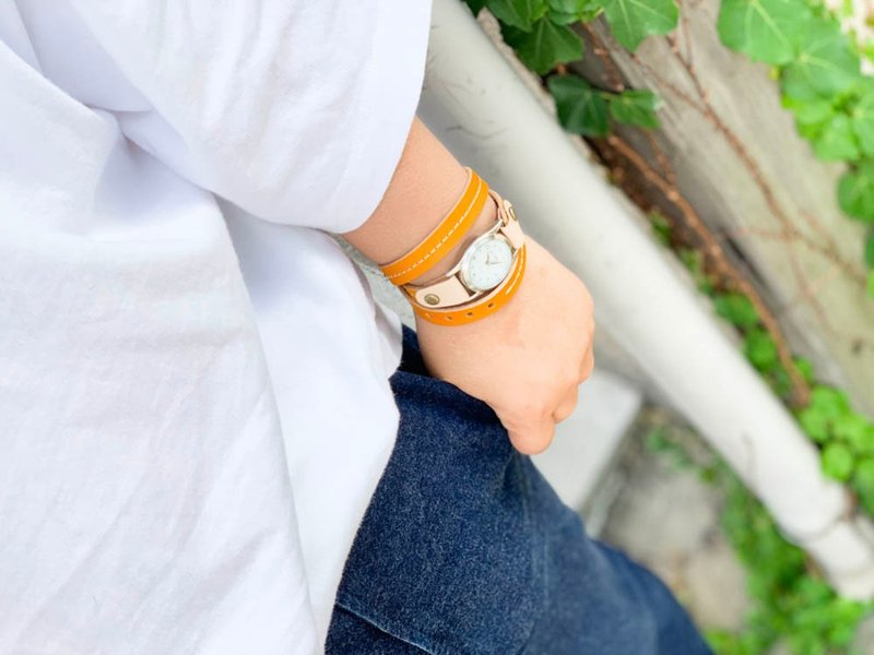 ROLL Honey-colored leather watch Roll-up watch Round and round watch RUW-CCWW-W - 女表 - 真皮 橘色