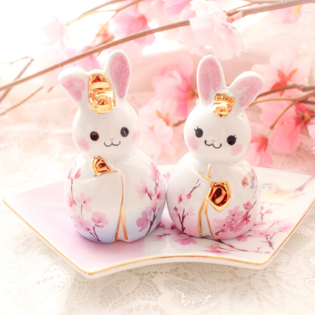 Only one bunny hina doll in the world ~With a decorative stand~ - 其他 - 陶 粉红色