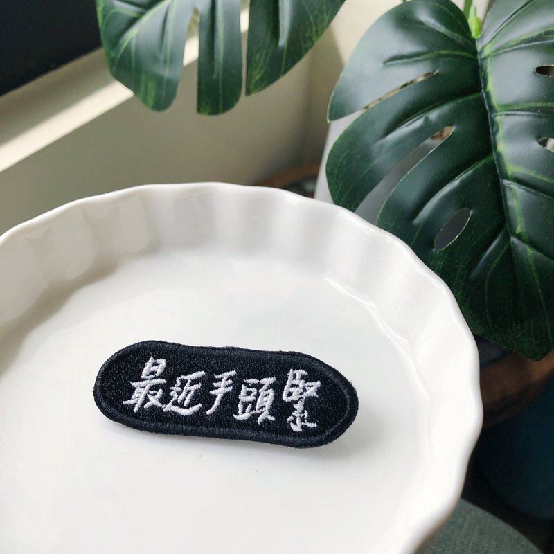 最近手头紧 语录刺绣胸针或绣片一个 - 胸针 - 绣线 多色