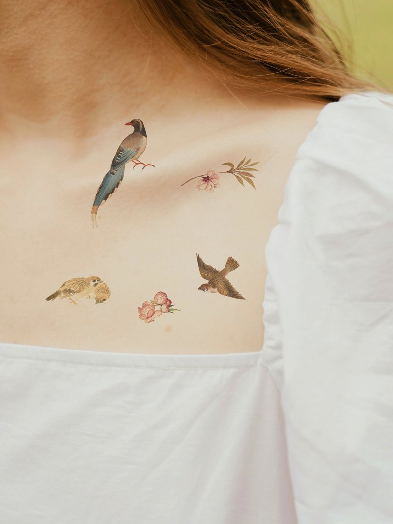 丹青鳴春 -2入紋身貼紙 PAPERSELF X 故宮博物院 聯名款設計 - 纹身贴 - 纸 多色