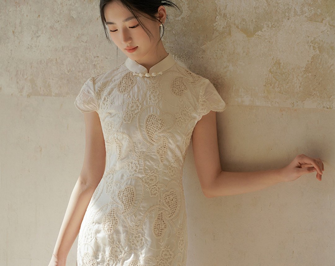 【杏白游】新中式复古中国风 提花镂空连衣裙 - 洋装/连衣裙 - 其他材质 白色