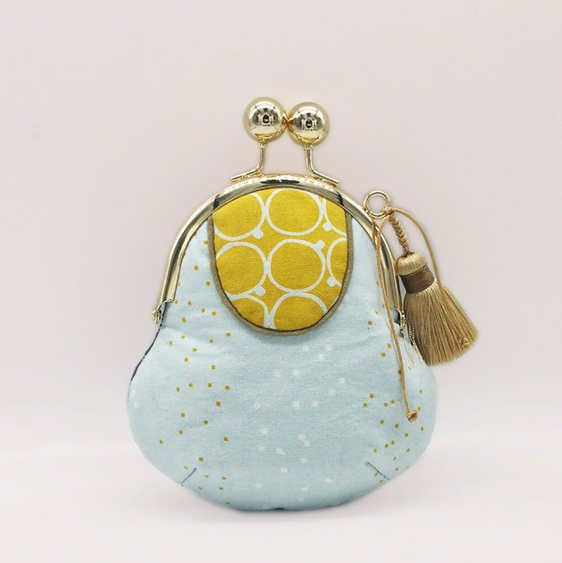 升级版口金零钱包钱包原创木棉花印花拼接双面手缝手作礼物【HOPOTOTO】 - 手拿包 - 棉．麻 蓝色