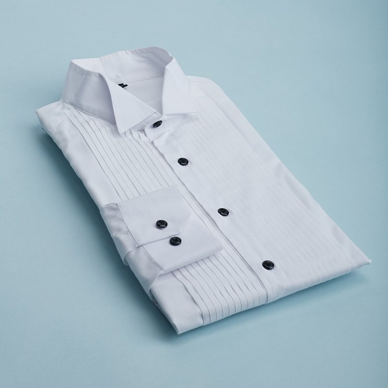 礼服衬衫黑扣-最完美的礼服搭配,领结一定要搭配的礼服衬衫 - 男装衬衫 - 棉．麻 白色