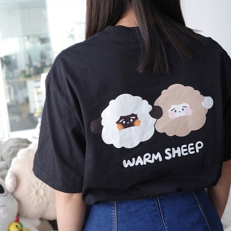 【暖羊 warm sheep】绝版售完不补 I 暖羊纯棉短袖 t I 落肩短袖 - 女装 T 恤 - 棉．麻 
