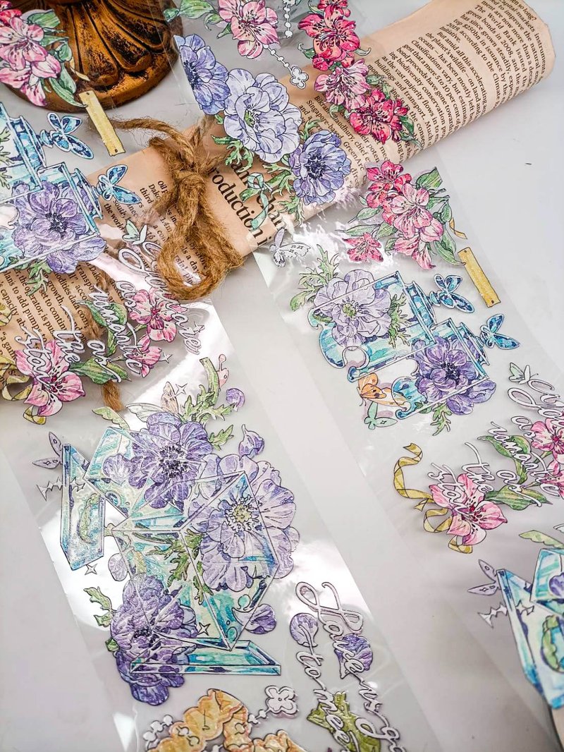 WF779_水潤藍調/ 裝飾膠帶 - 纸胶带 - 塑料 多色