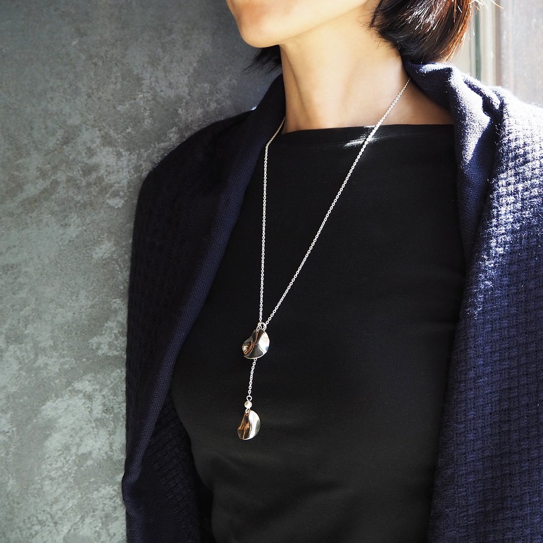 pearl wave necklace_珍珠波浪项链 - 项链 - 银 白色