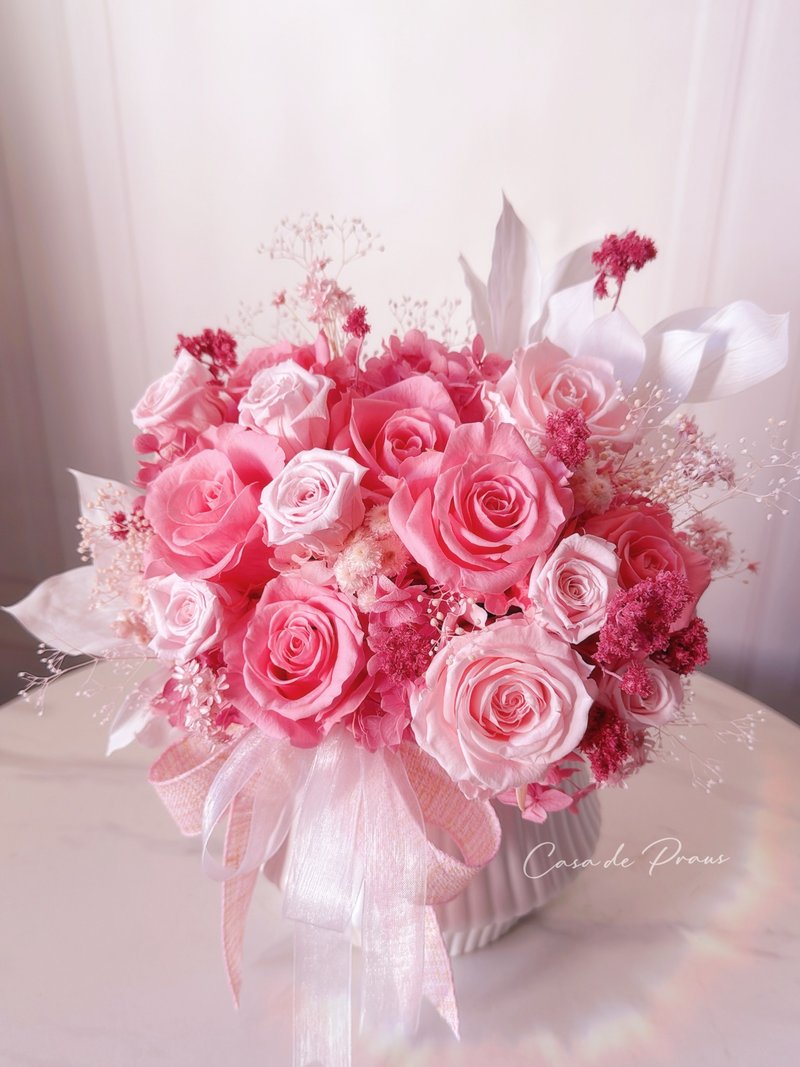 粉光灿烂永生开幕花礼 - 干燥花/捧花 - 植物．花 粉红色