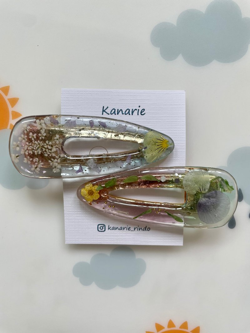 森林系列 永生花-水仙雪珠花发夹 - 发饰 - 树脂 多色