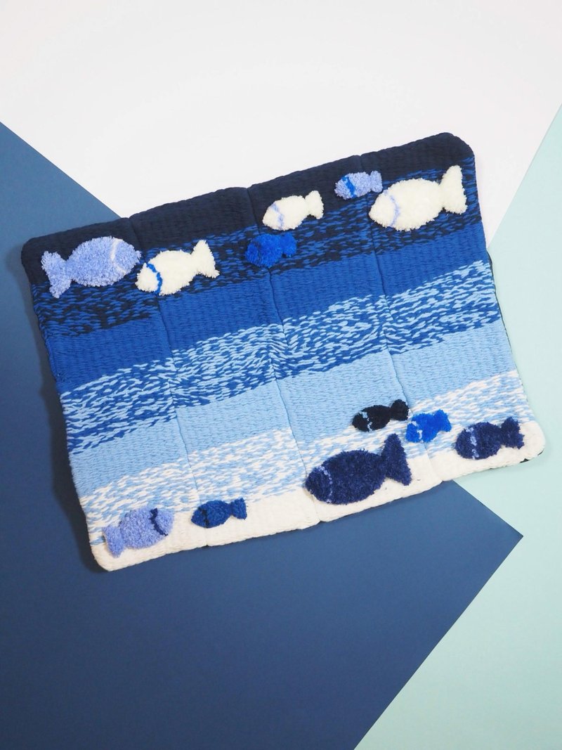 【海洋系列2.0】小鱼群纱织枱垫 - 餐垫/桌巾 - 棉．麻 蓝色