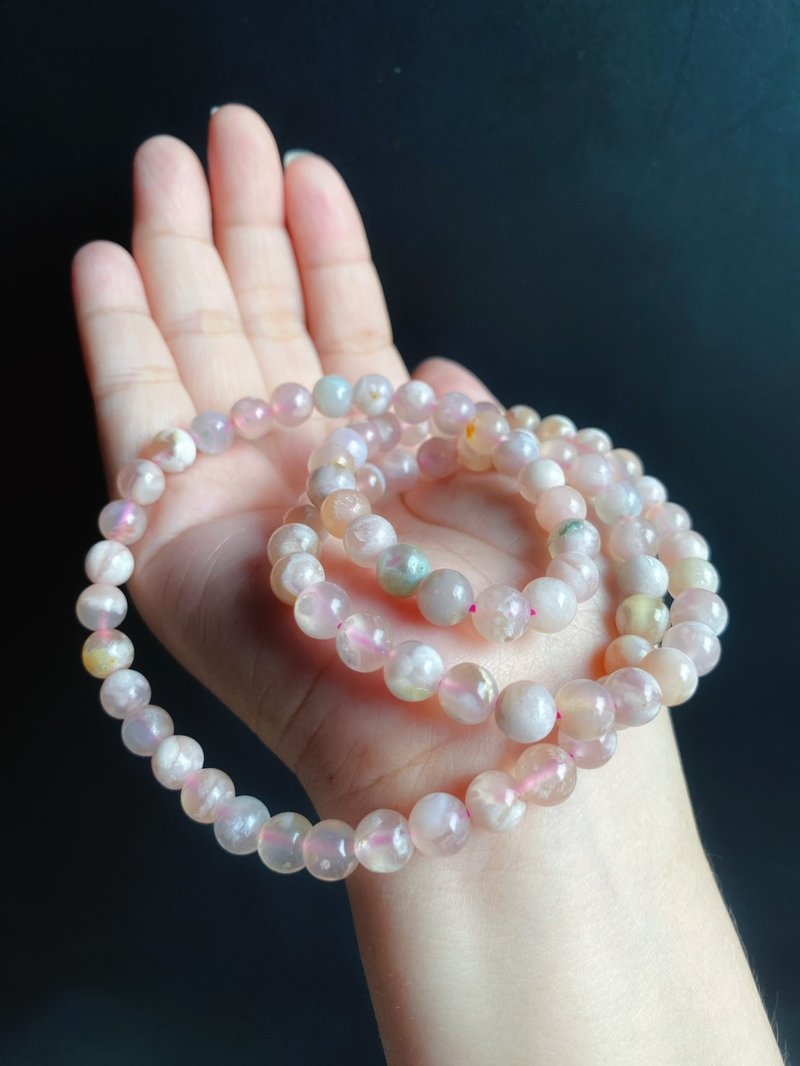 孤品 永恒的花 樱花玛瑙 多圈 果冻 水中花 手链 天然石 礼物 - 手链/手环 - 水晶 多色