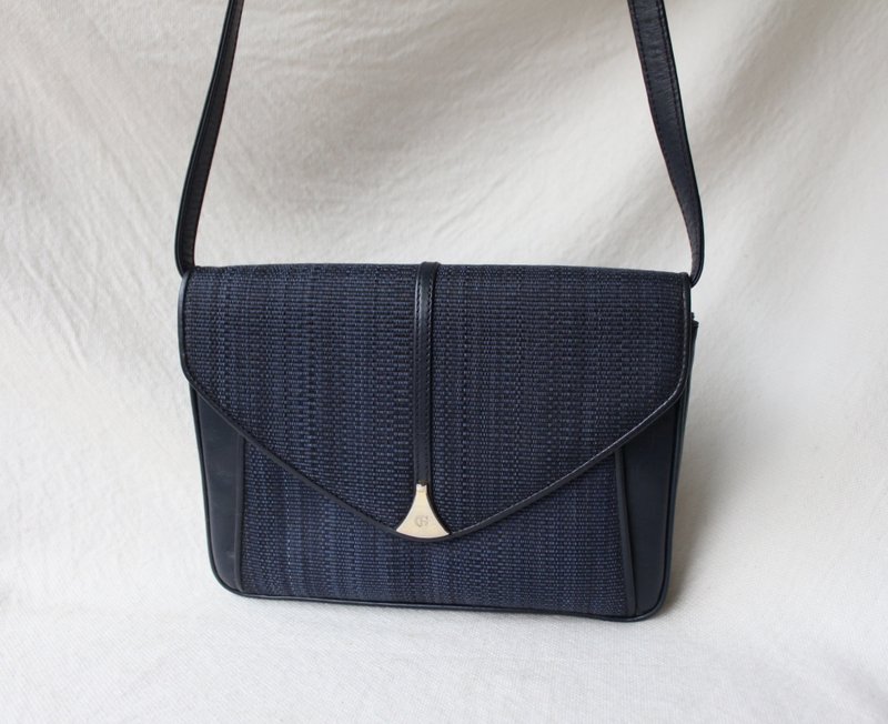 FOAK古着 /保留中/意大利Gino Ferruzzi海蓝马毛古董信封包 - 侧背包/斜挎包 - 真皮 