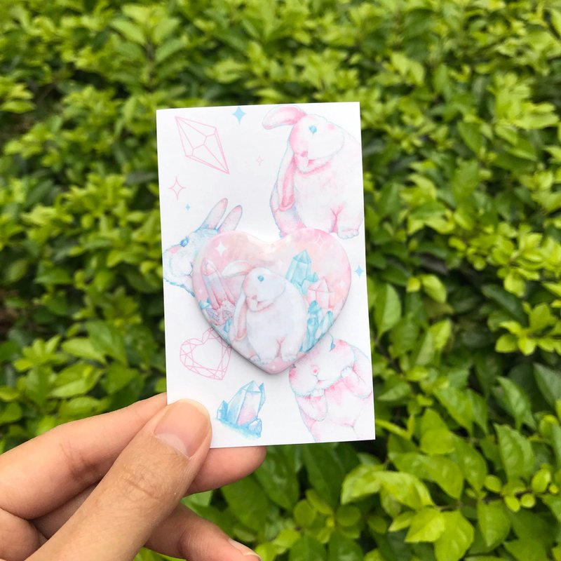 宝石兔兔 爱心徽章 - 徽章/别针 - 塑料 粉红色