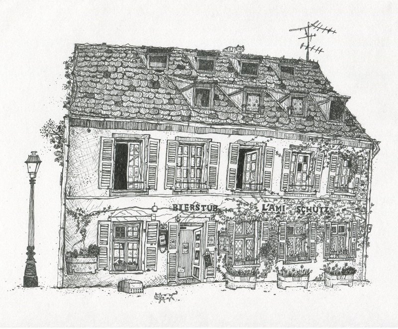 法国史特拉斯堡建筑 (手绘插画含A4画框) - 海报/装饰画/版画 - 纸 
