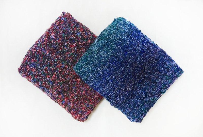 Lan冬日友好围巾(绿蓝花纱+红橘褐花纱) - 围巾/披肩 - 其他人造纤维 多色