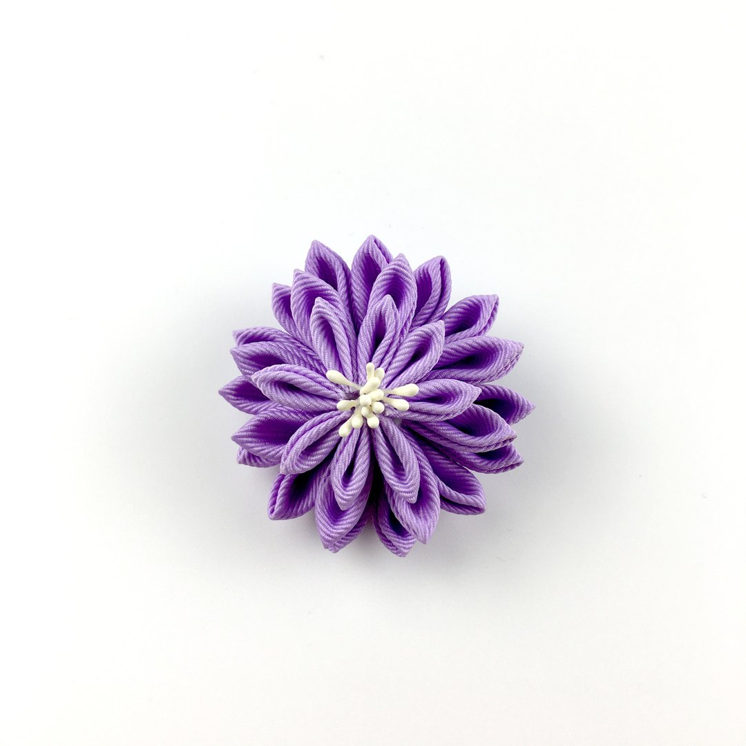 Kaika Ato / 八重菊-紫 / 日式和风布花 / つまみ细工 花簪 - 发饰 - 其他材质 紫色