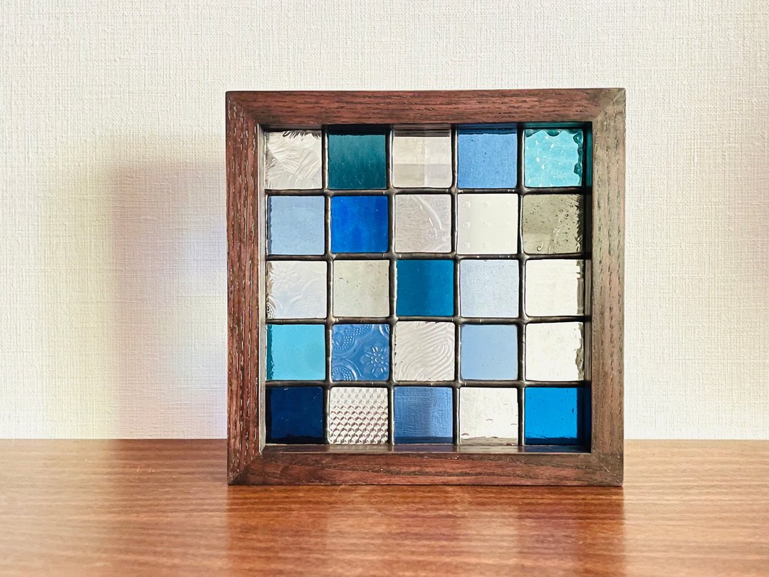 Stained glass panel Composition blue - 摆饰 - 玻璃 蓝色