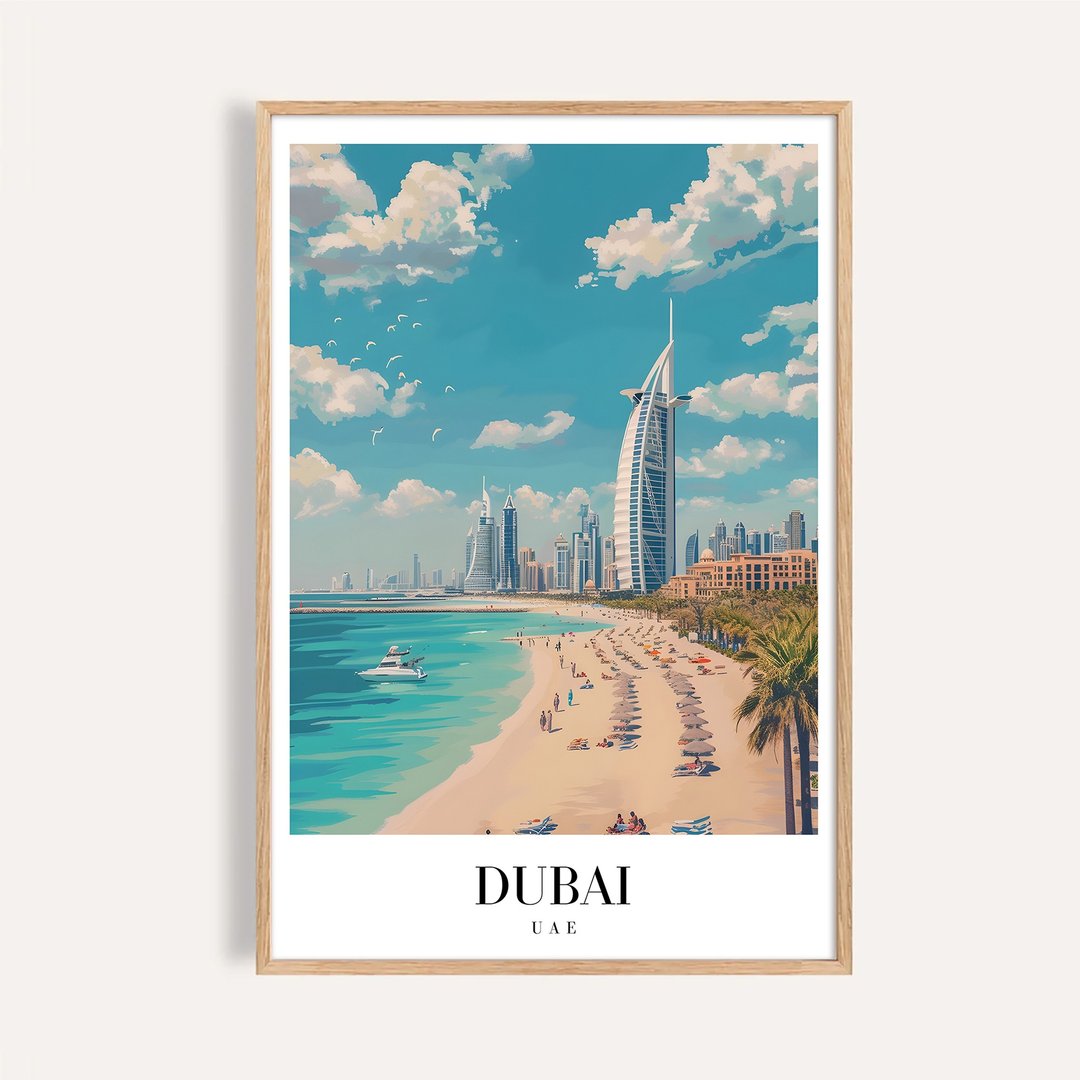 杜拜天际之海 Dubai Skyline Shore / 城市景观插画海报 挂画 - 海报/装饰画/版画 - 纸 
