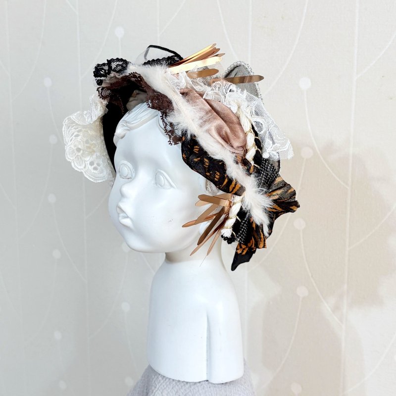 手工拼接发箍 / 蕾丝头箍 宽版 宽边 发带式发窟 头带 头饰 - 发带/发箍 - 其他材质 金色