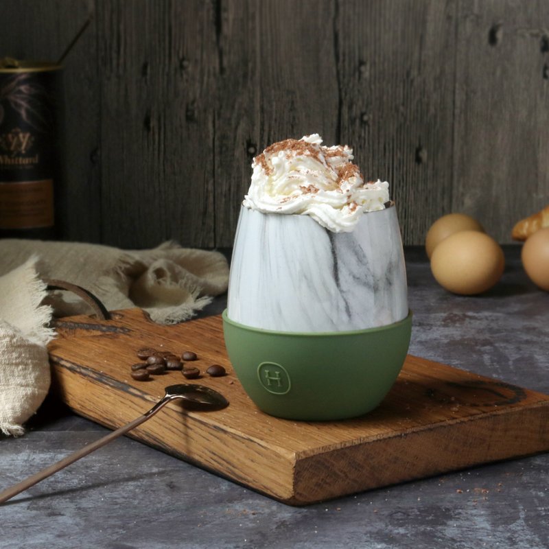 莫兰迪色系 | 美国HYDY双层随行保温杯 | 橄榄绿-大理石 240ml - 保温瓶/保温杯 - 不锈钢 绿色