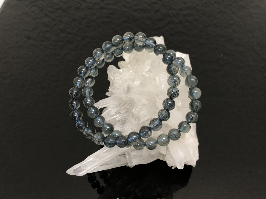 清透满矿蓝发晶手链 天然蓝发水晶手链6.6mm 能量水晶  水晶手链 - 手链/手环 - 水晶 蓝色