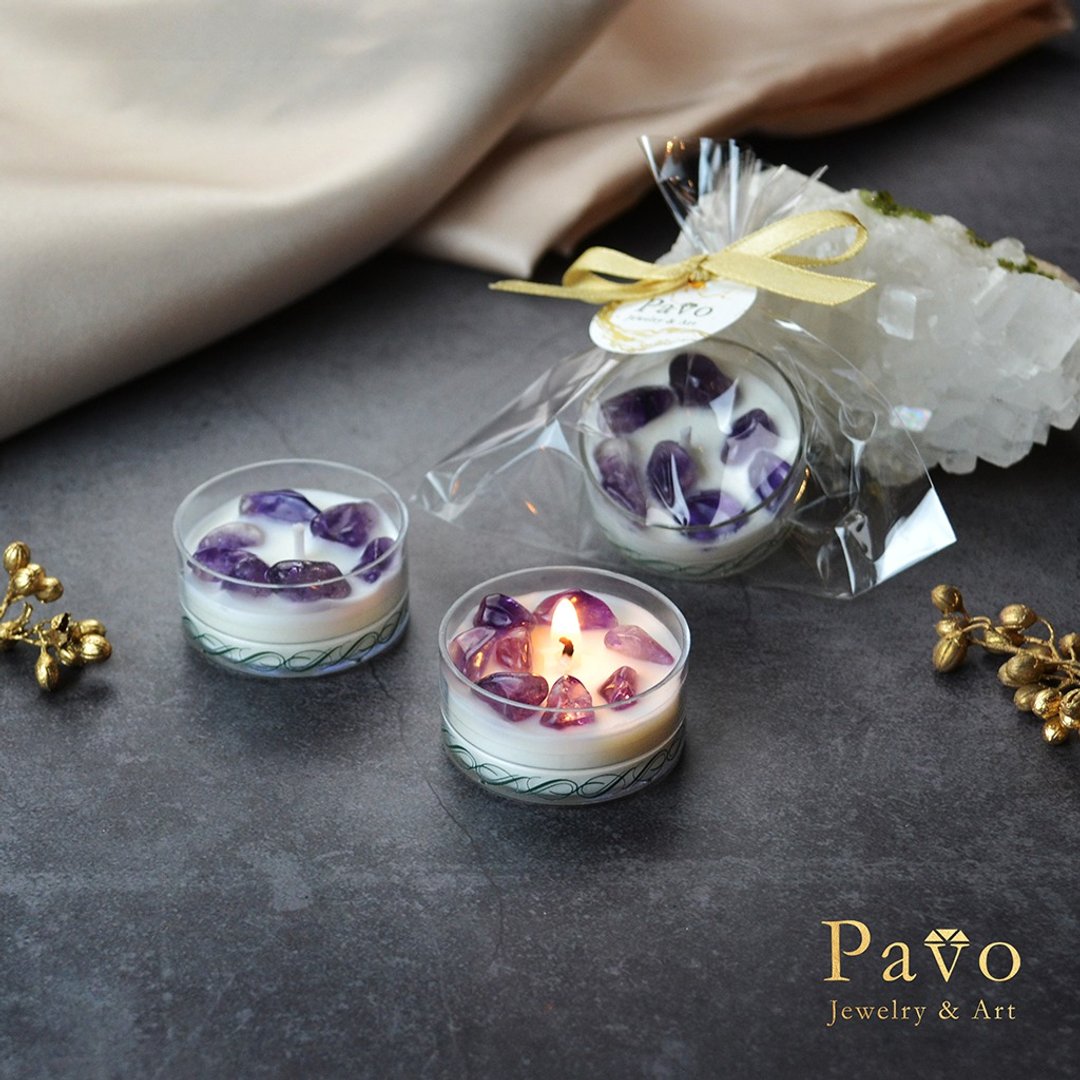 Pavo 专属香氛小茶蜡烛 紫水晶 - 蜡烛/烛台 - 其他材质 透明