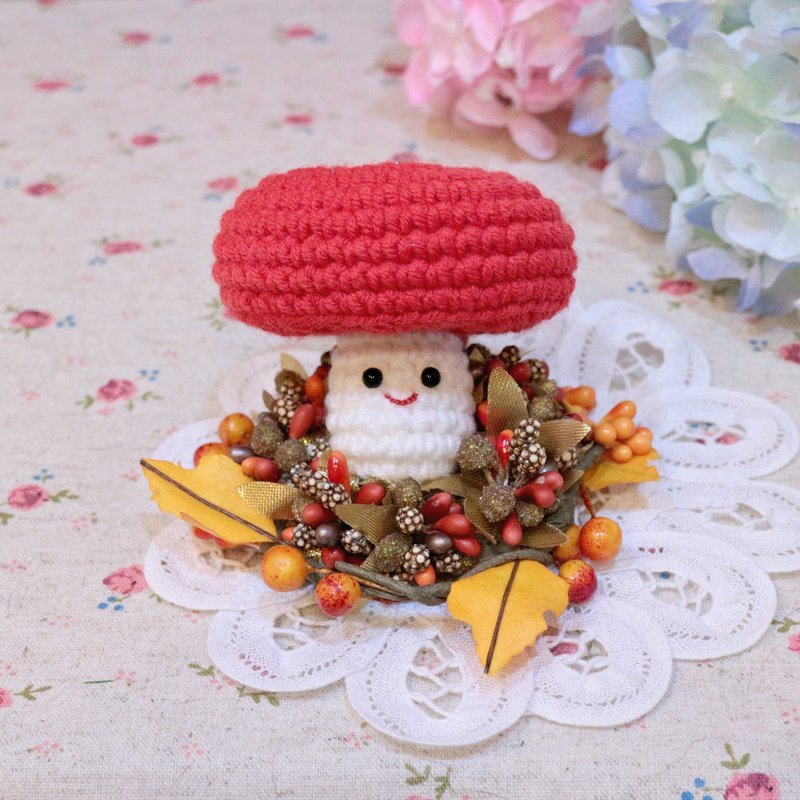 微笑蘑菇－红。钥匙圈 - 钥匙链/钥匙包 - 聚酯纤维 