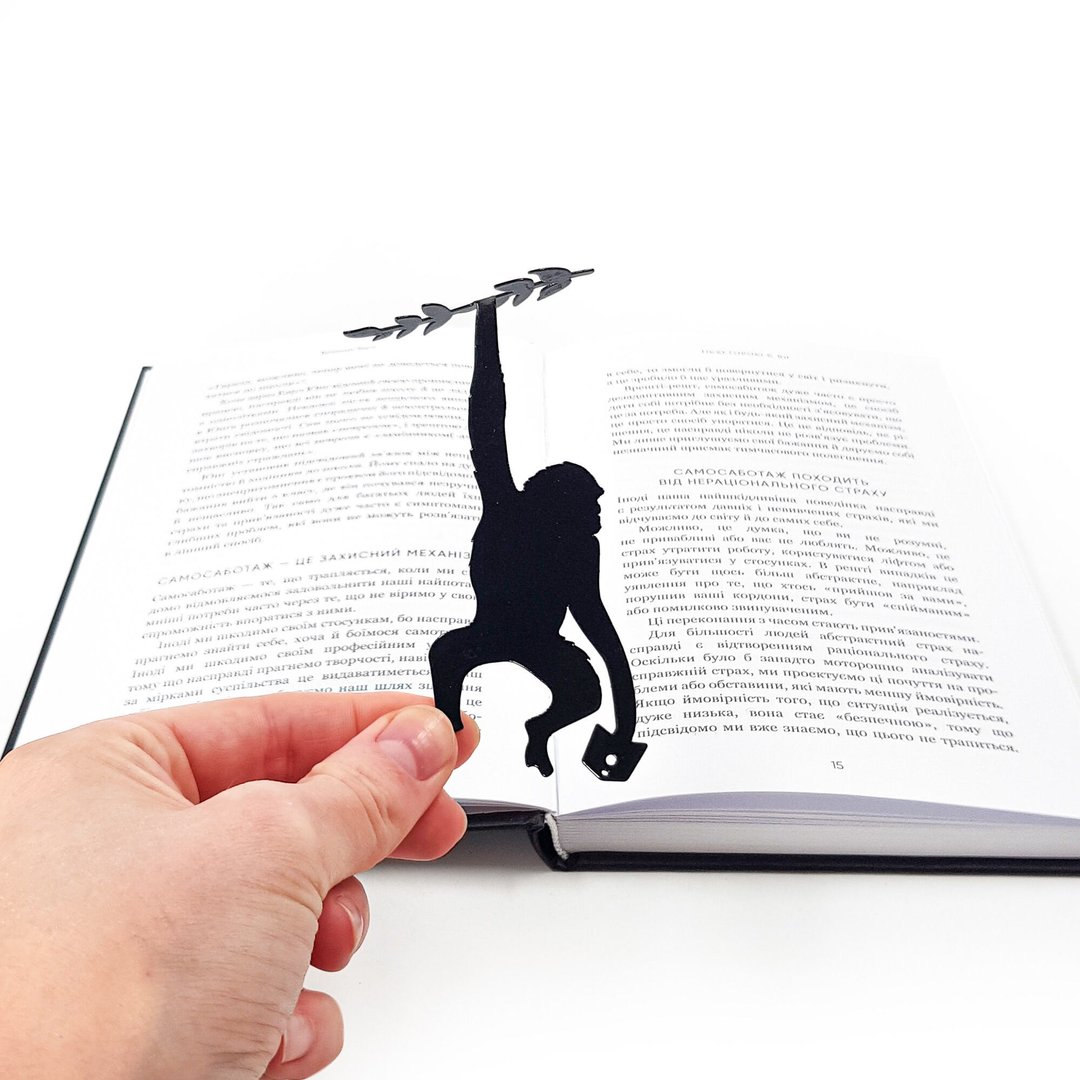 Monkey Reads – 趣味猴子造型极简金属书签 - 书签 - 其他金属 黑色