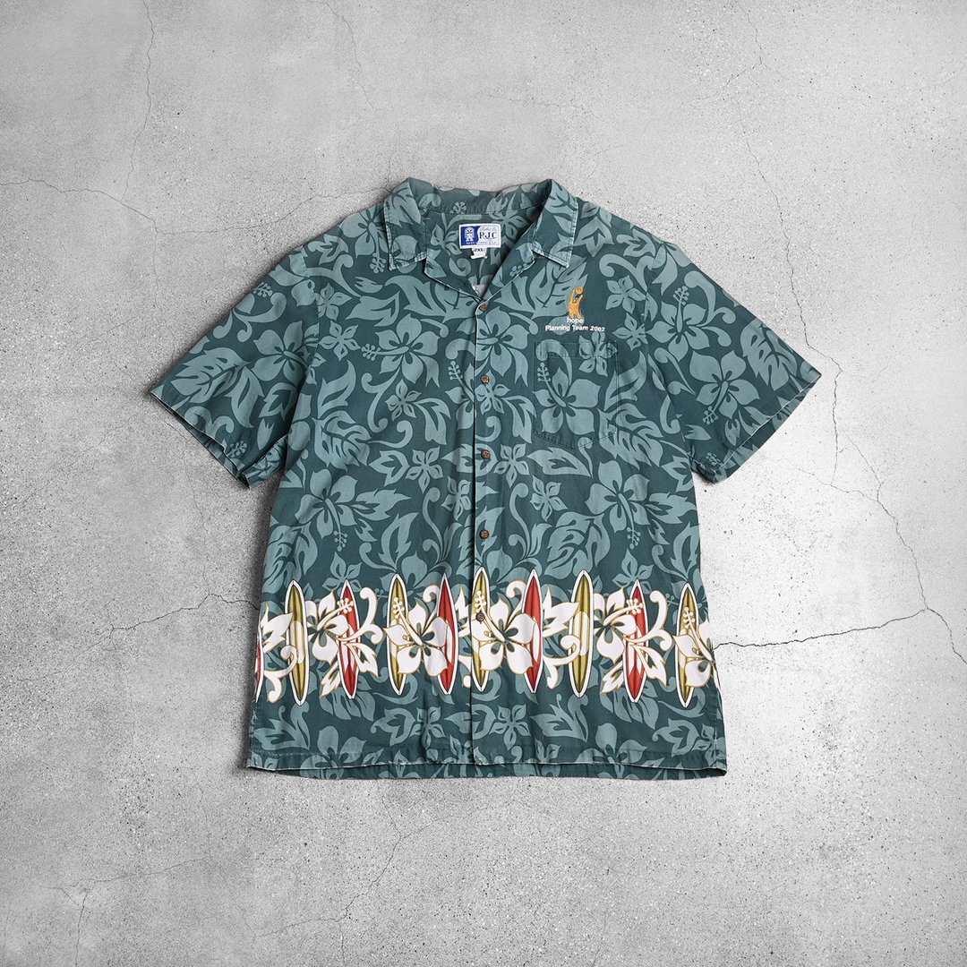 Aloha Shirts 夏威夷衫 / 古巴领衬衫、夏季古着衬衫 - 男装衬衫 - 棉 绿色
