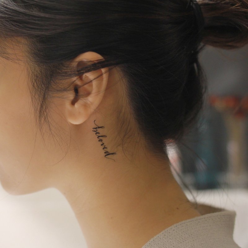 cottontatt beloved 手写书法 纹身贴纸 - 纹身贴 - 其他材质 黑色