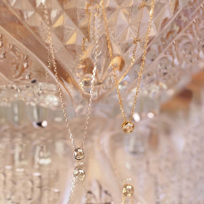 Bezel Necklace | 钻石颈链 | 18K 金 - 项链 - 贵金属 金色