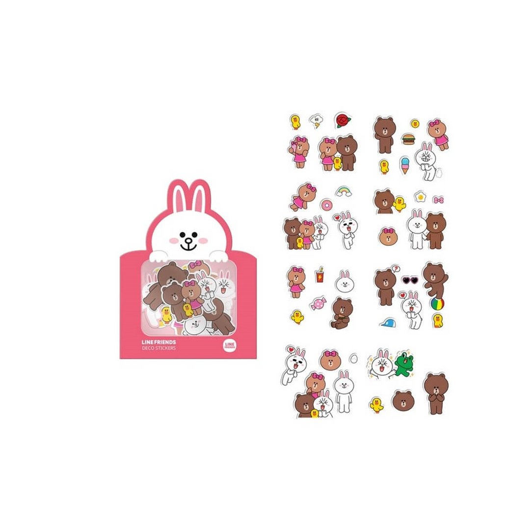 【LINE FRIENDS】兔兔/熊大/熊美 进口防水贴纸组 可重复贴黏 - 贴纸 - 其他材质 多色
