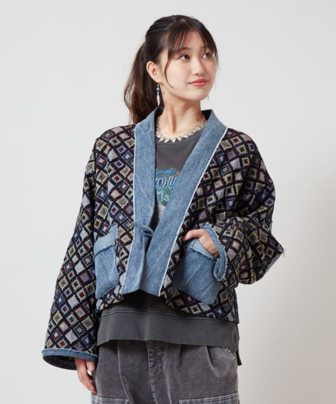 【热门预购】女款拼接牛仔开襟外套 (2色) COH-5301 - 女装休闲/机能外套 - 棉．麻 