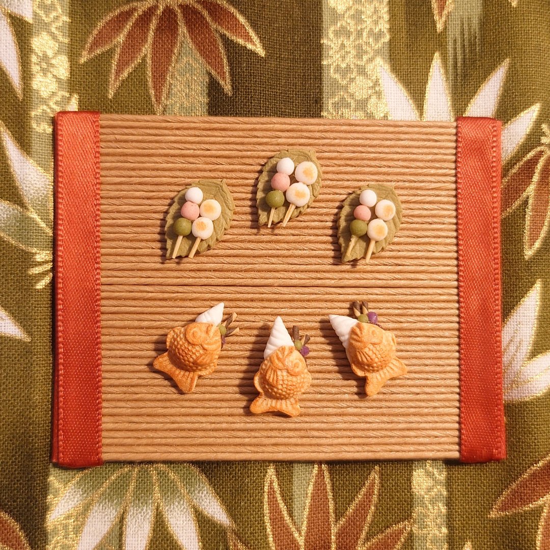 日式散步小点和菓子鲷鱼烧冰淇淋手作耳环耳饰 - 耳环/耳夹 - 粘土 