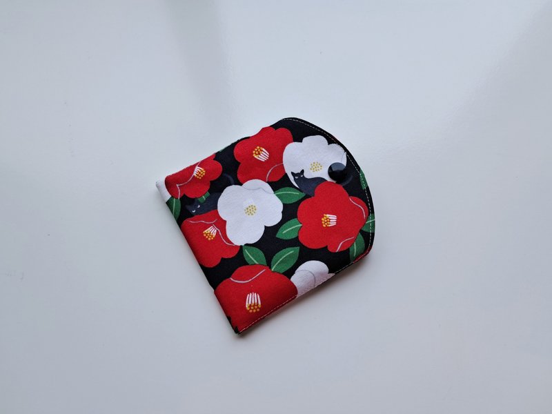 灰猫山茶花小小收纳袋 - 口罩 - 棉．麻 多色