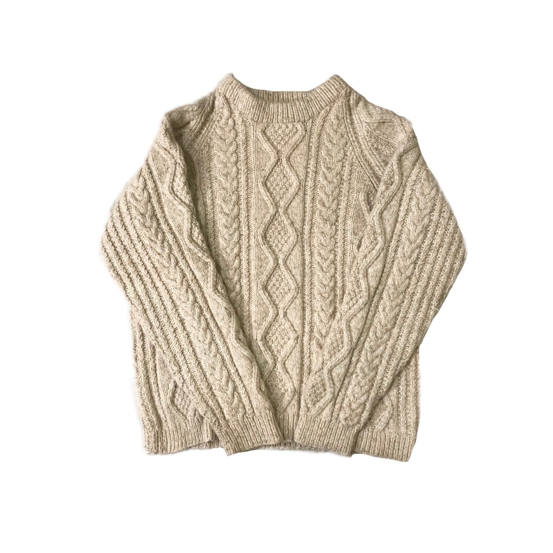 • 爱头牌 •Aran Sweater 爱尔兰渔夫毛衣 - 女装针织衫/毛衣 - 羊毛 白色