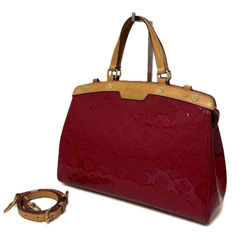 正品 Louis Vuitton 路易威登 Blair MM 漆皮手提包 肩背包 漆皮 Rose Indien (玫瑰印度红) M91798 二手 - 手提包/手提袋 - 其他材质 红色