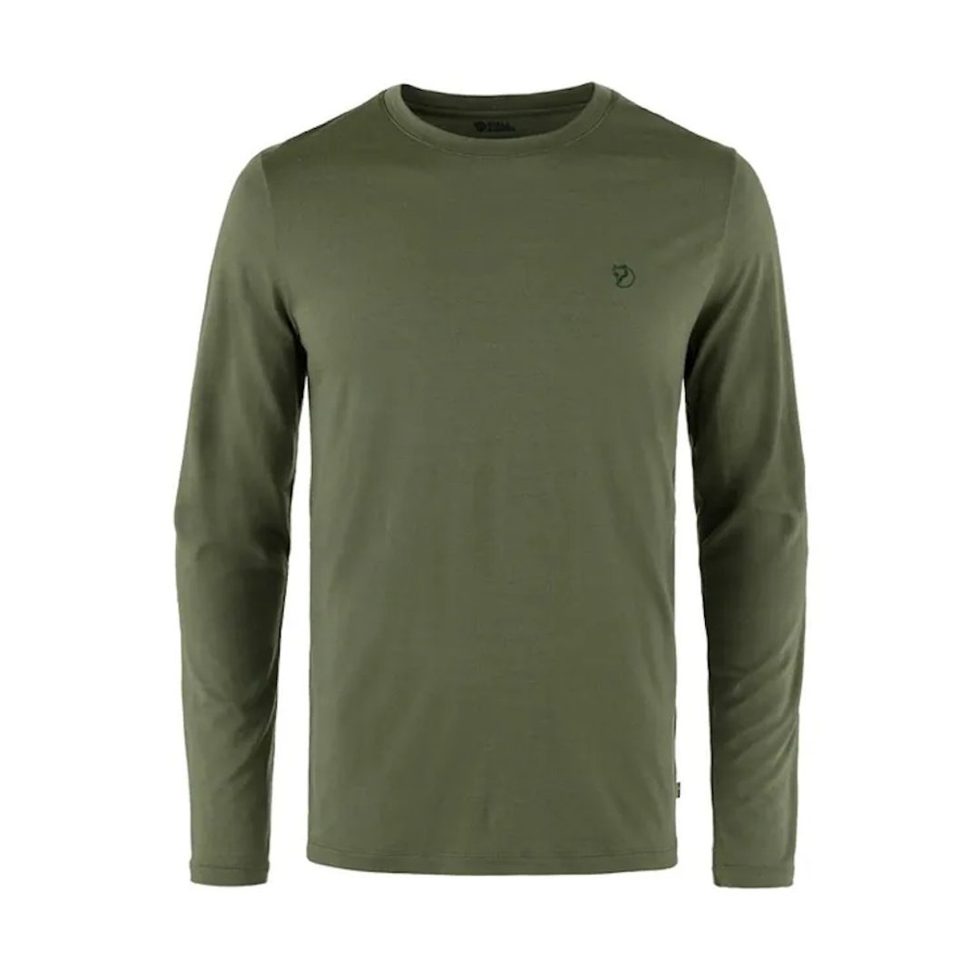 【Fjallraven】Abisko Wool LS M_男_长袖羊毛排汗衣_ 625月桂绿 - 男装运动衣 - 羊毛 灰色