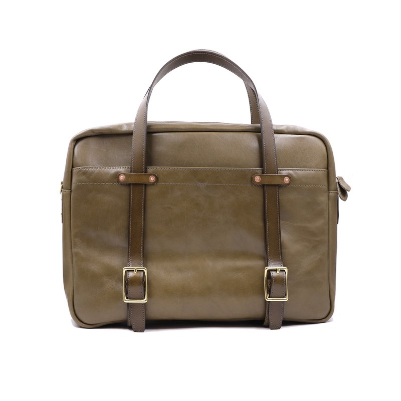 手工植鞣皮革-公文包 leather Laptop briefcase - 公文包/医生包 - 真皮 