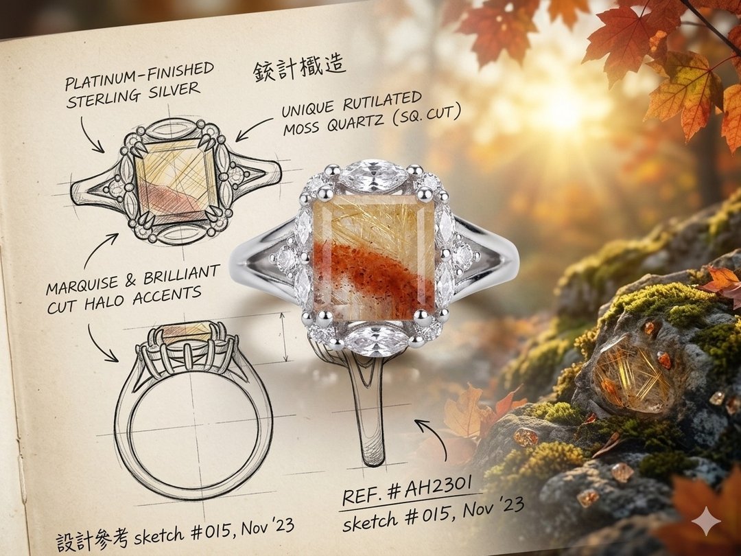 双色兔毛水晶 925银戒 - 戒指 - 水晶 