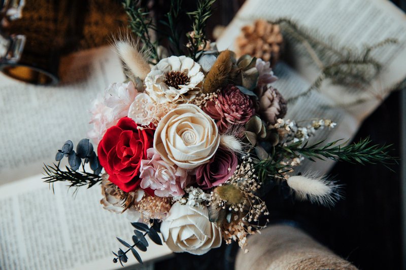 永生花捧花/不凋花捧花/新娘捧花/外拍捧花/永生玫瑰花/定制捧花 - 干燥花/捧花 - 植物．花 多色