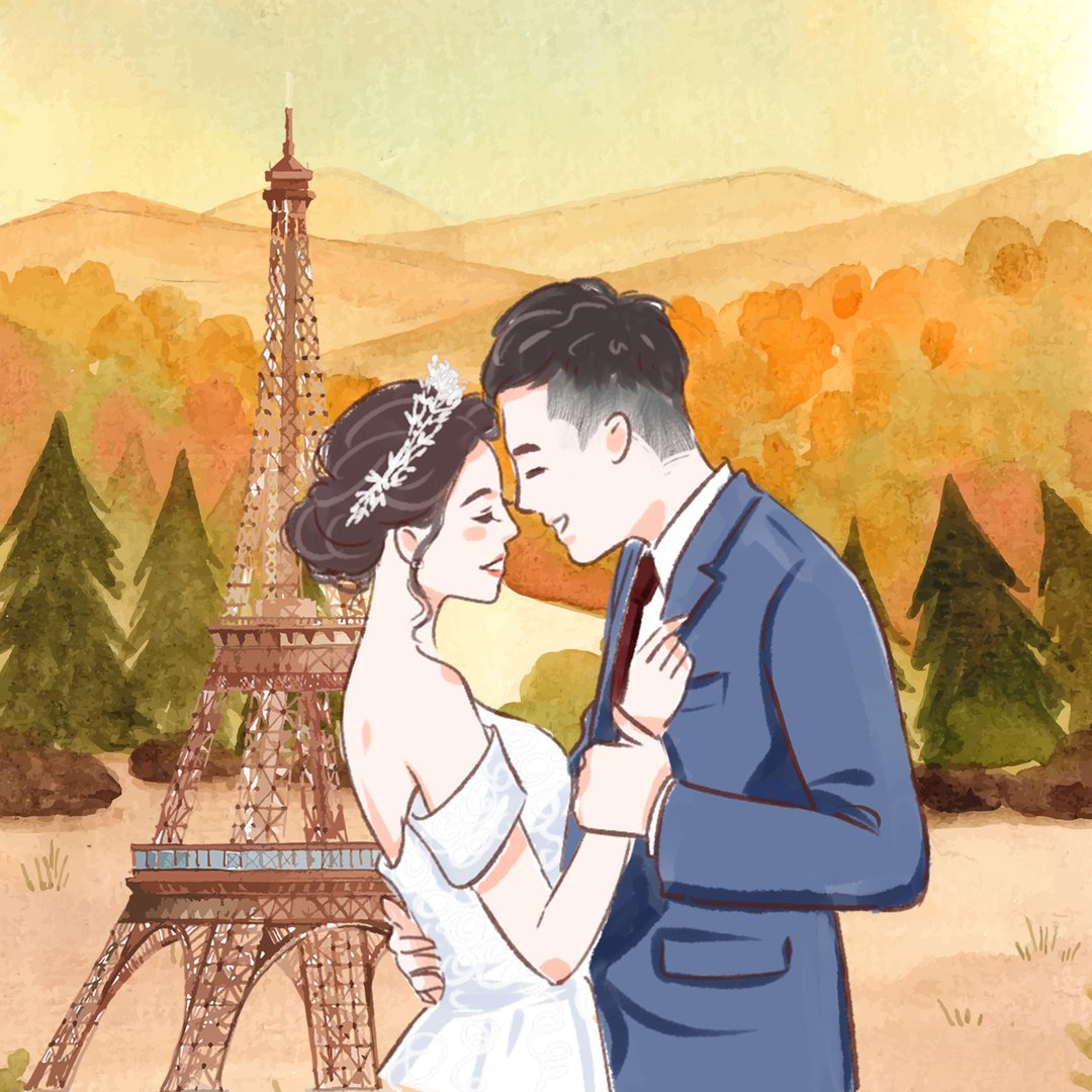 【定制似颜绘】手绘人像 情侣婚纱婚照 韩式画风 ⋯HG韩风半身⋯ - 订制画像 - 其他材质 