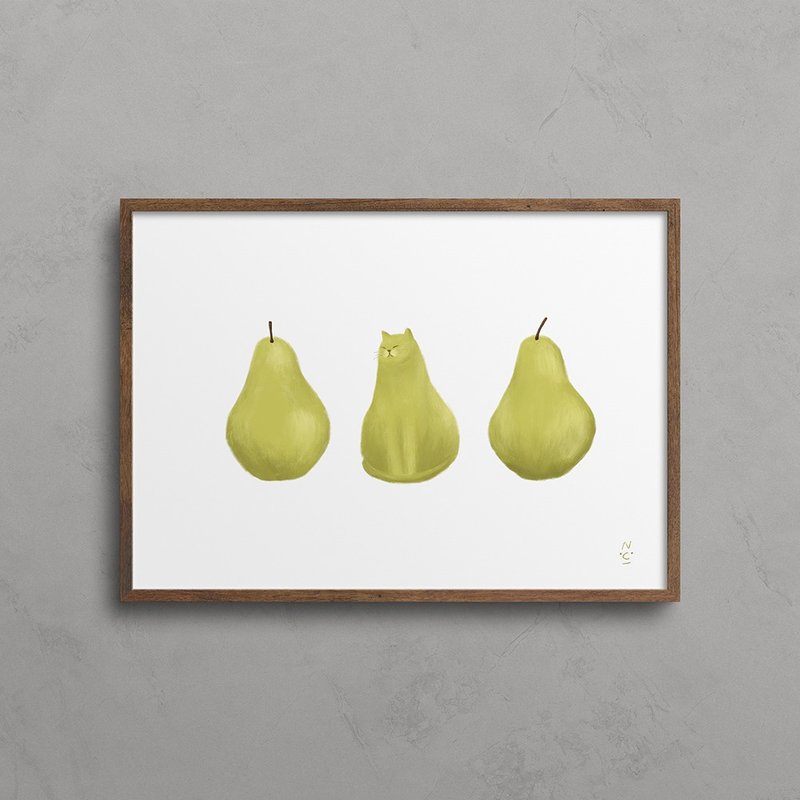 【装饰画】水梨与猫 - 海报/装饰画/版画 - 纸 