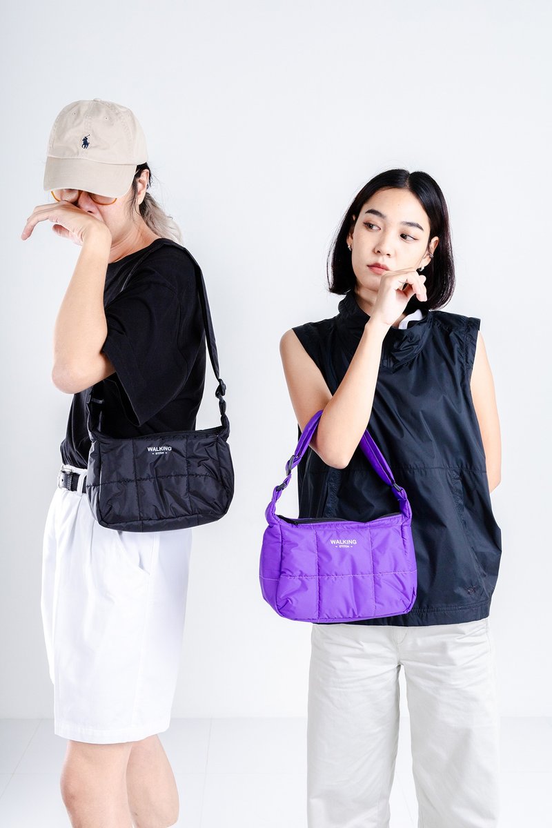 Walking Stitch : Pluto Mini Hobo Bag : 肩背包 - 侧背包/斜挎包 - 防水材质 黑色