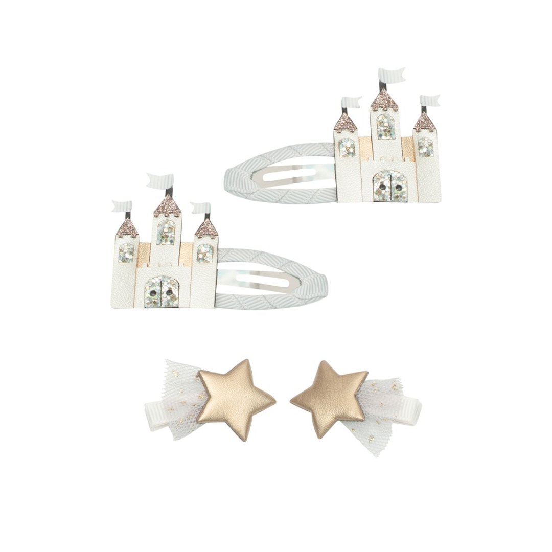 英国Mimi & Lula AW23_梦幻童话-公主城堡星星综合发夹4入 - 婴儿饰品 - 聚酯纤维 
