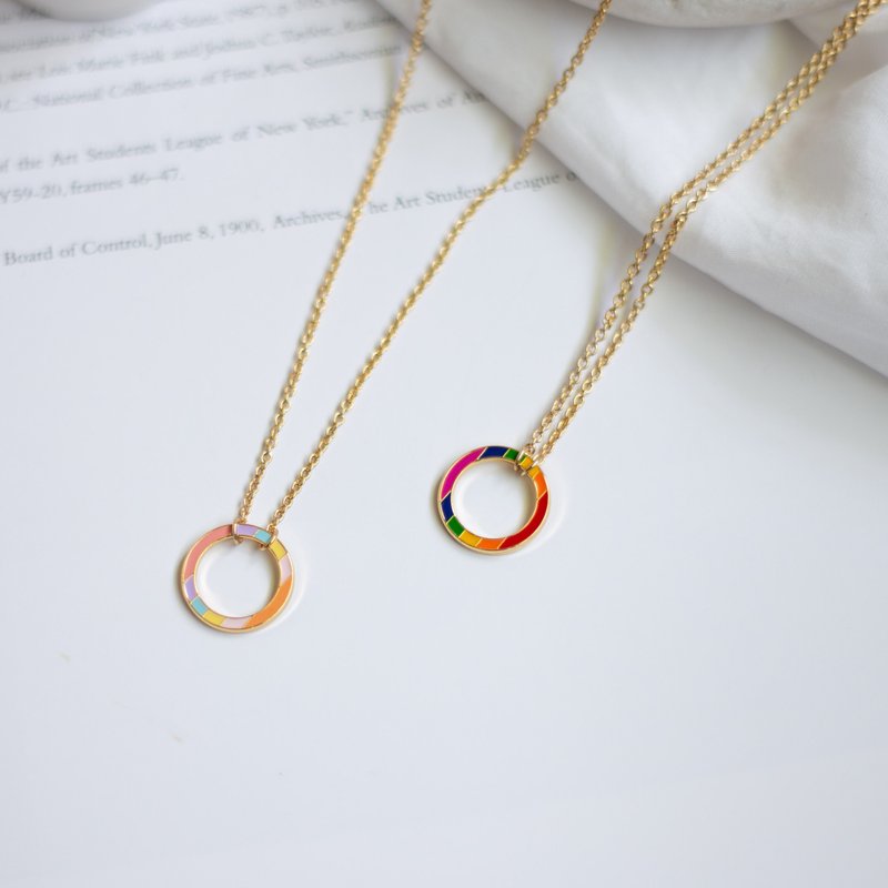 彩虹项链  LGBT 镀k金 项链 颈链 彩虹 手链 - 项链 - 珐琅 多色