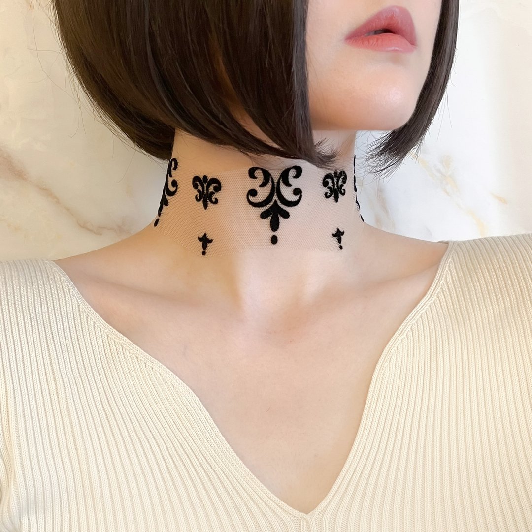 Queen of spades / 黑色纹身蕾丝颈圈 SV564 - 颈链 - 其他金属 多色