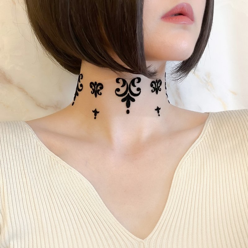 Queen of spades / 黑色纹身蕾丝颈圈 SV564 - 颈链 - 其他金属 多色