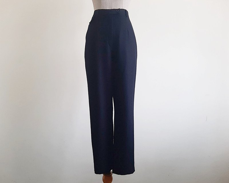 S M 复古黑色锥形裤 女款 高腰裤 羊毛裤 - 男士长裤 - 其他材质 黑色