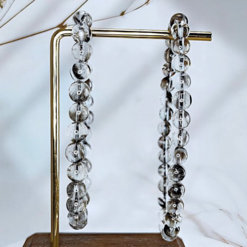 【黑银钛】高品 天然蜻蜓翅型态 | 银钛晶手链手串 /一物一拍 - 手链/手环 - 水晶 银色