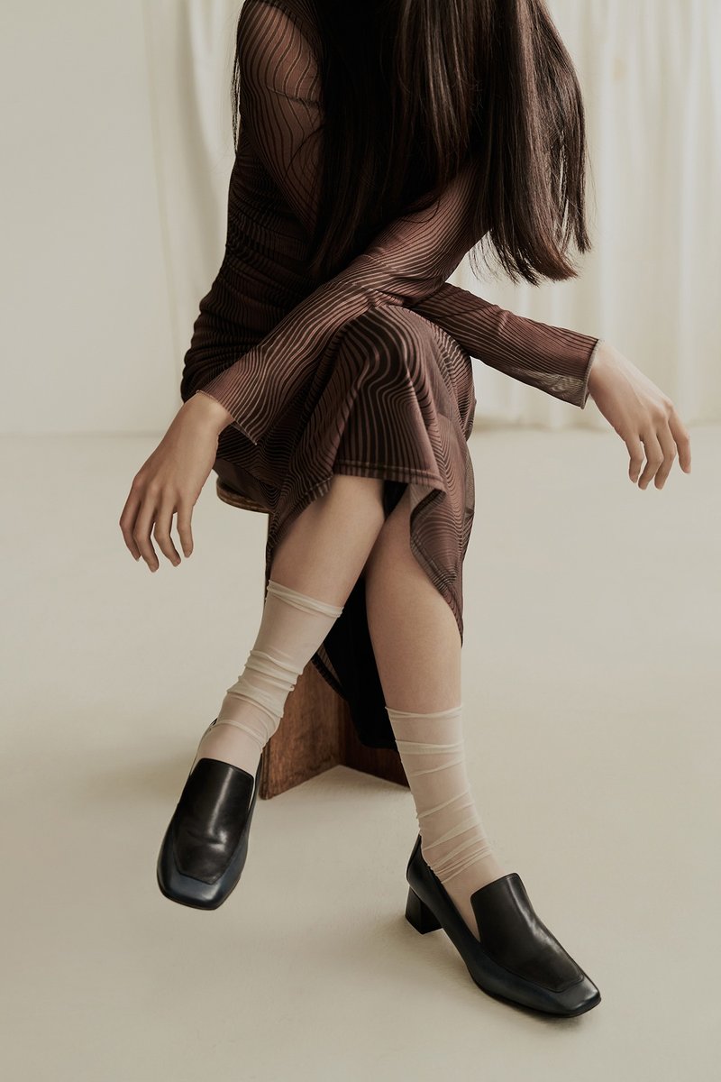 4.6 方头乐福跟鞋 - 普鲁士蓝 - 女款牛津鞋/乐福鞋 - 真皮 蓝色